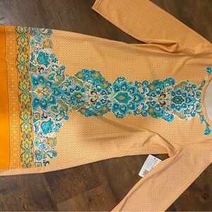 Elegant Orange and Teal Patterned Dress, NWT Cabana Life SPF 50 Dress/Coverup